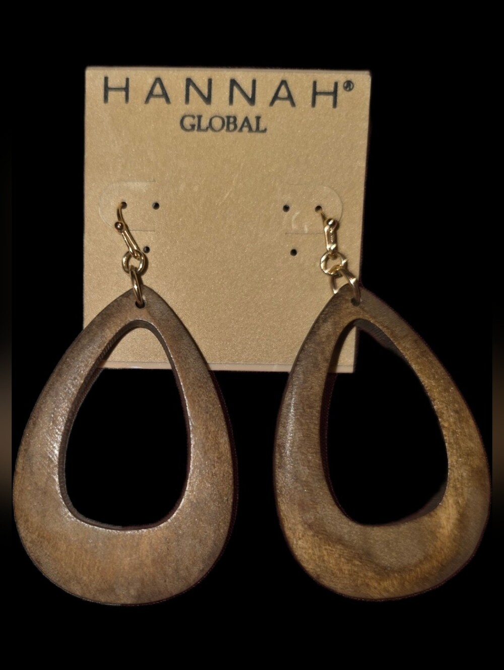 Brown Wooden Teardrop Earrings